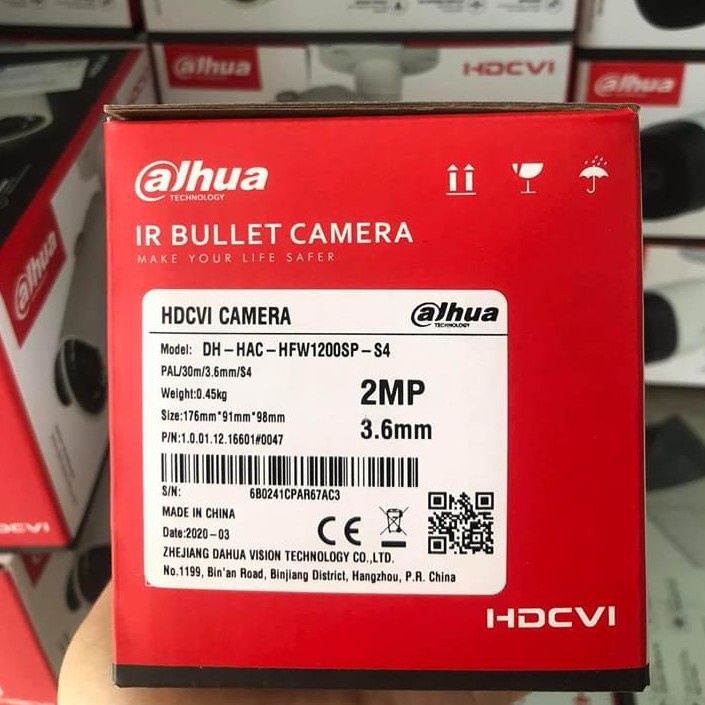 Camera Dahua HAC-HFW 1200SP-S5 2.0MP chính hãng DSS thân sắt có hồng ngoại chuyên lắp ngoài trời.