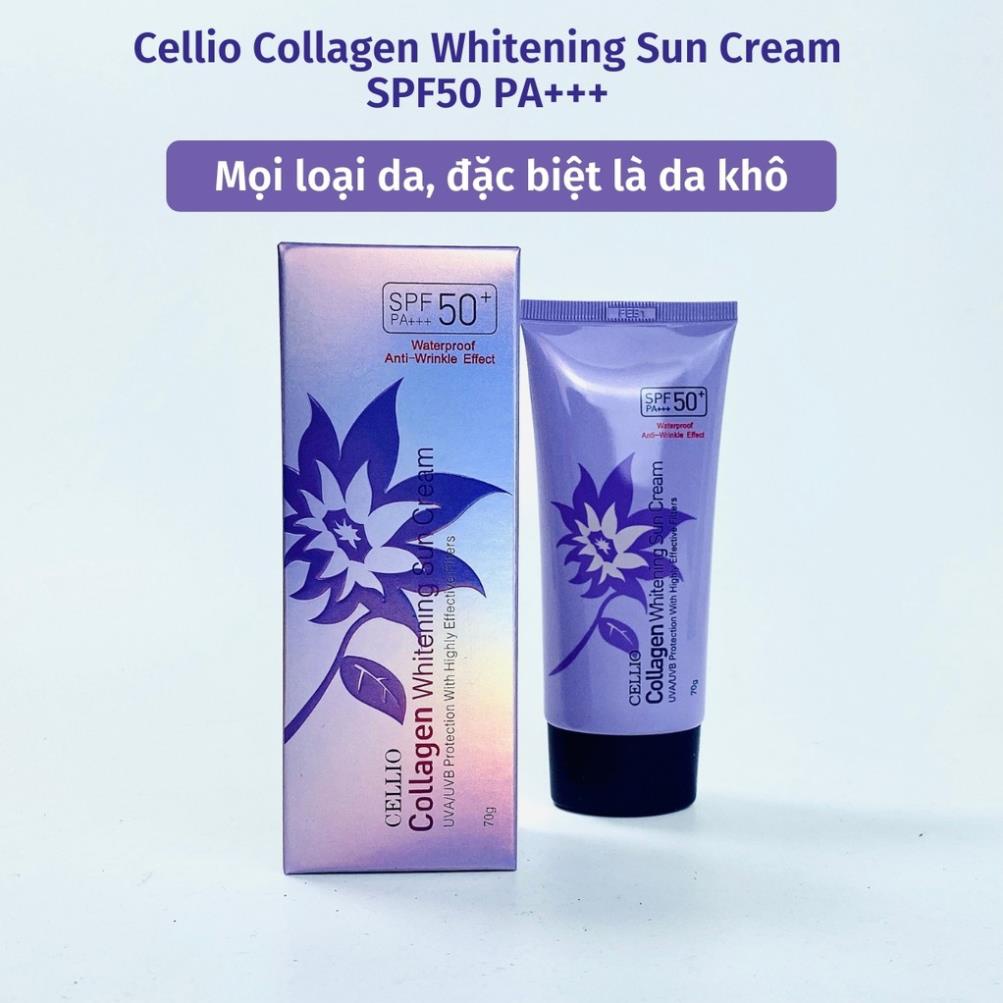 Kem chống nắng Hàn Quốc CELLIO SPF 50 PA+++ 70G . Dưỡng ẩm, trắng da, chống nước. Thành phần tự nhiên mọi loại da