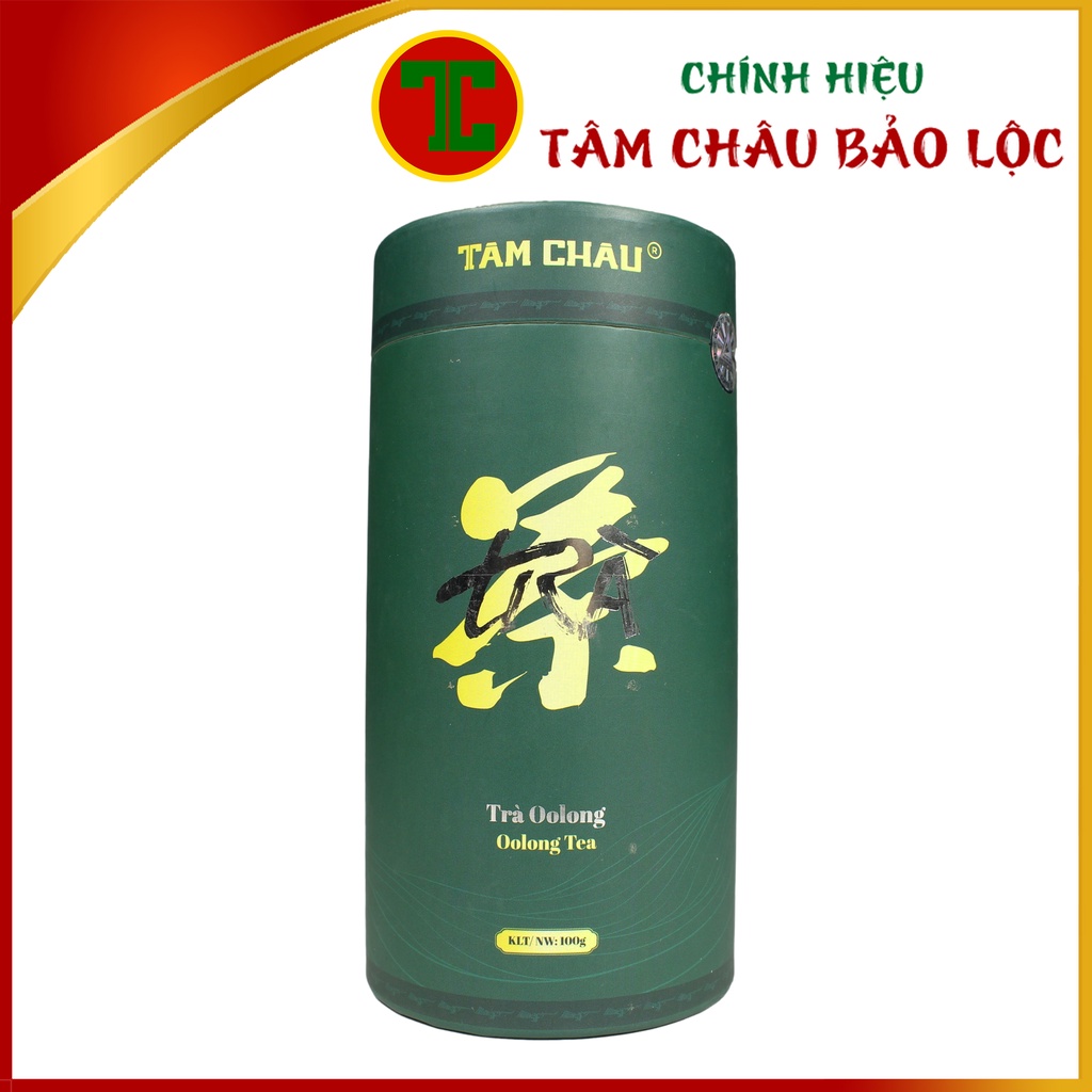 [TÂM CHÂU Hộp Trà OOlong Lon Xanh Giấy Cao Cấp 100G - Chính hiệu TÂM CHÂU BẢO LỘC