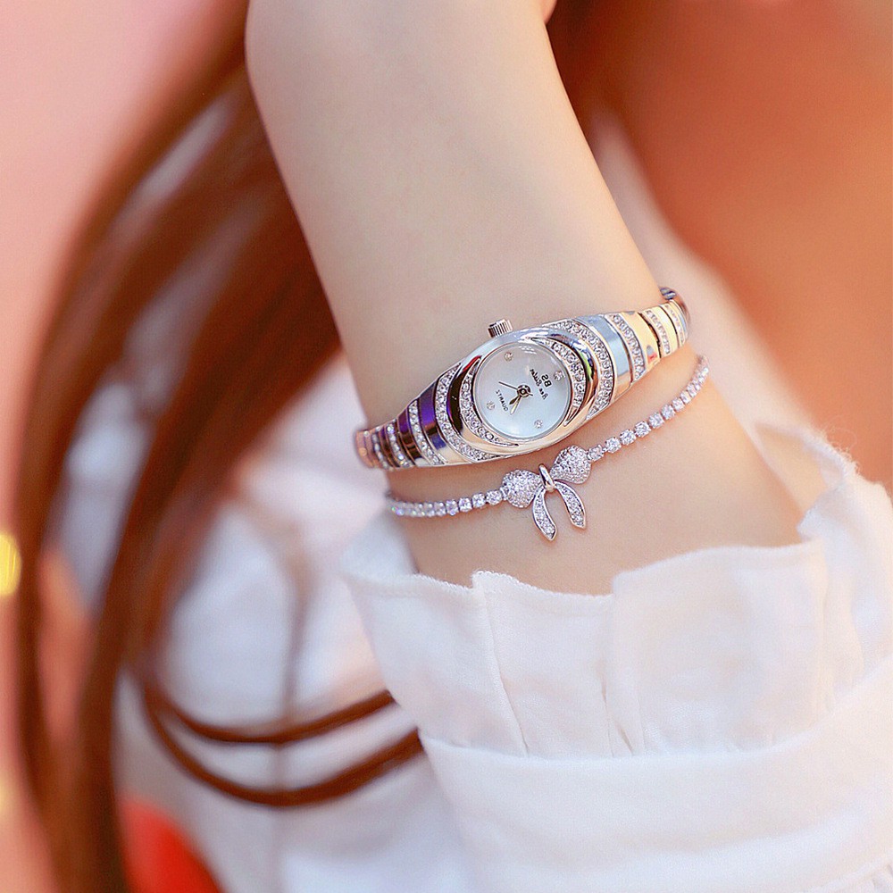 Đồng hồ lắc tay nữ Bee Sister Mini6 Thời trang Hàn Quốc dây thép không gỉ - Tặng kèm Lắc tay