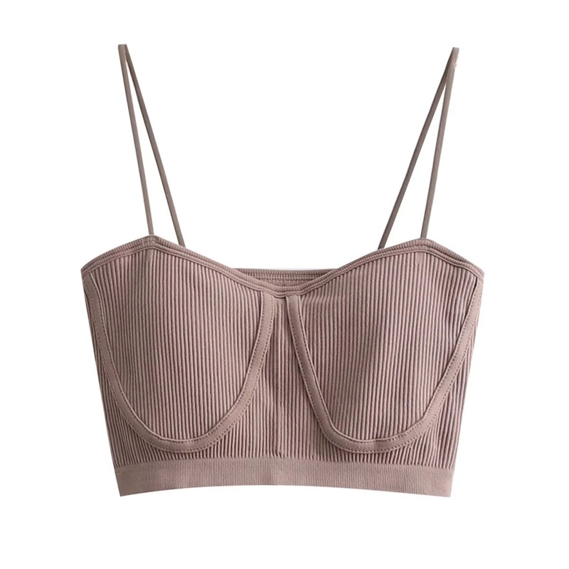 Áo Croptop Hai Dây Màu Sắc Trơn Có Mút Đệm Ngực Thời Trang Cho Nữ