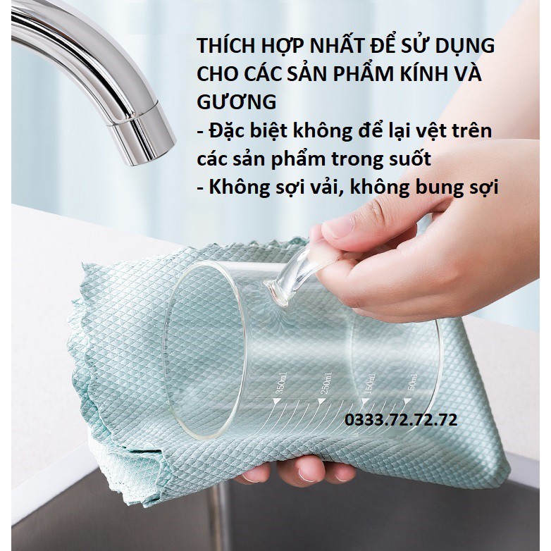 Khăn Chuyên Lau Kính Lau Màn Hình Đa Năng, Lau Gương, Khăn Lau Bát Đĩa Cốc Nhà Bếp không rụng lông, Khăn vảy cá