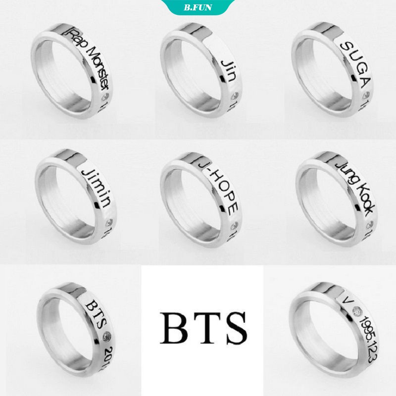 Nhẫn Thép Titan Khắc Chữ Jimin V JUNG KOOK SUGA JIN J-HOPE RM A.R.Y Thời Trang Kpop BTS Cho Nam Và Nữ