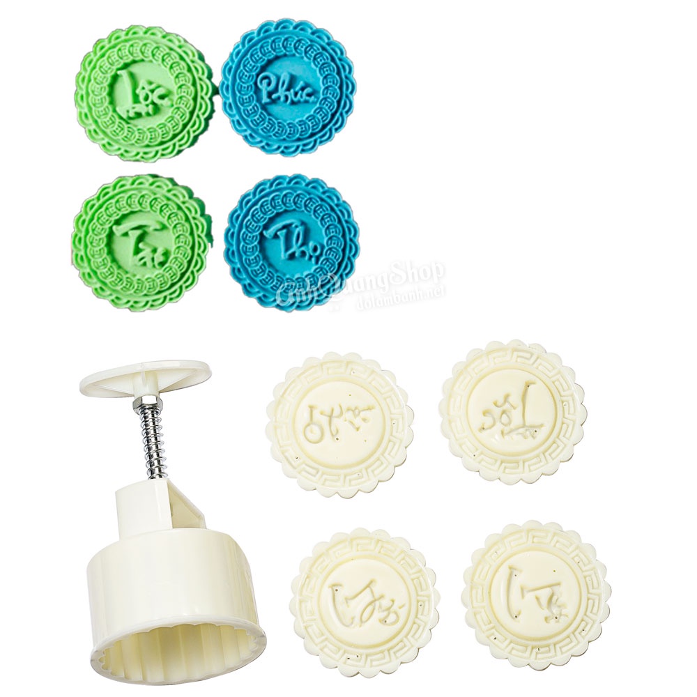 KHUÔN TRUNG THU LÒ XO 150G 4 MẶT PHÚC LỘC THỌ TÀI-VIỀN ĐỒNG TIỀN