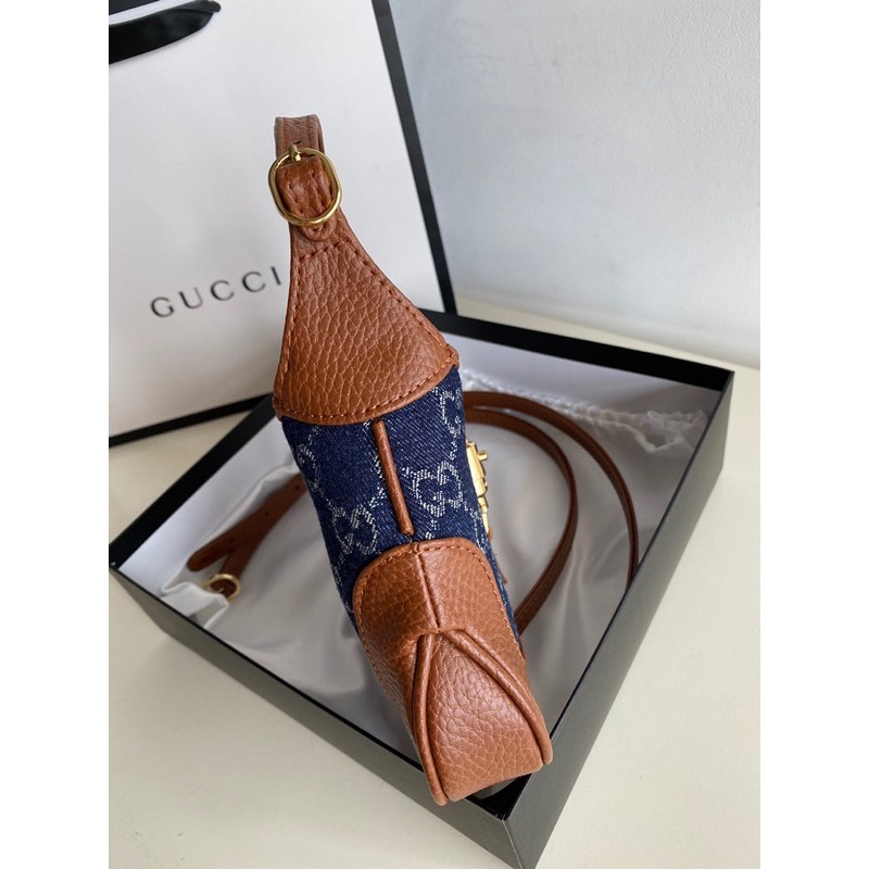 túi xách tay nữ có dây đeo chéo da vải bò một ngăn gucci Gc gg