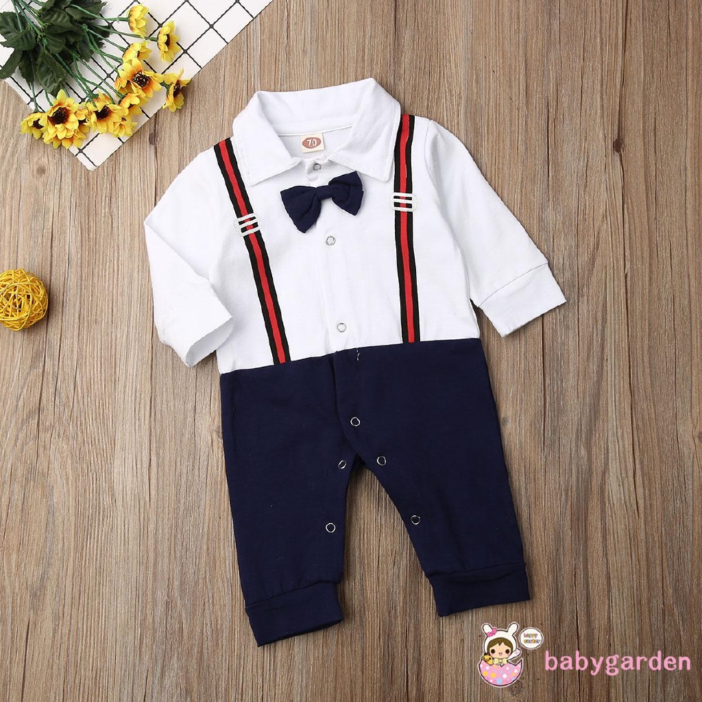 Bộ Đồ Liền Thân Dài Tay Thắt Nơ Cho Bé Trai