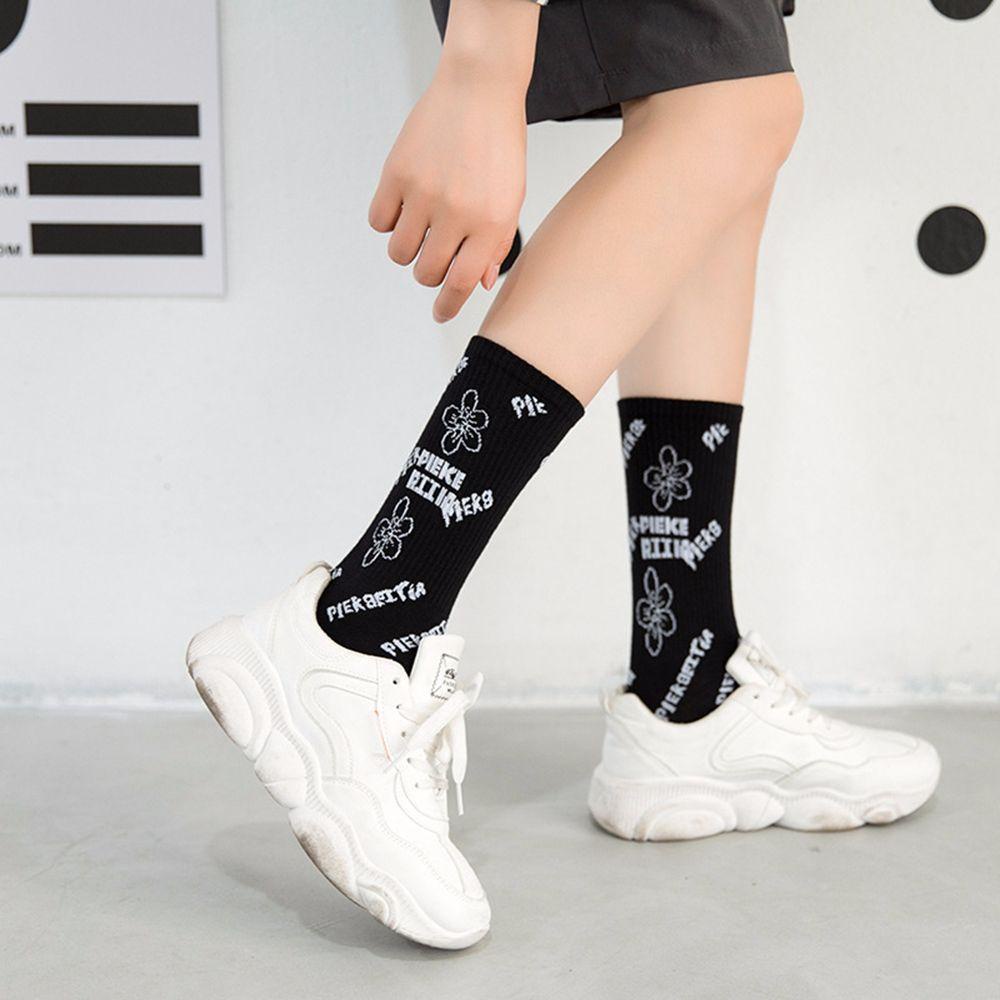 Vớ Cotton Cổ Vừa In Họa Tiết Hoạt Hình Graffiti Đơn Giản Thoải Mái Cho Nam Và Nữ BACK2LIFE