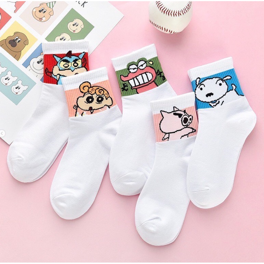 Tất trắng cao cổ in hình Shinosuke đáng yêu thời trang