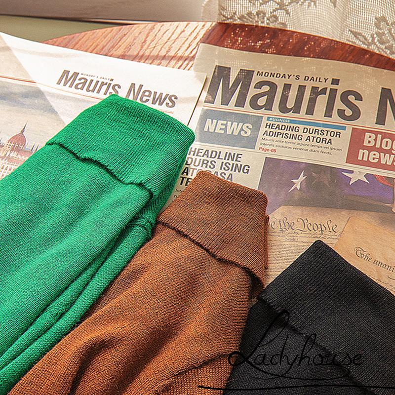 Áo Croptop Dệt Kim Tay Dài Cổ Chữ V Màu Sắc Trơn Quyến Rũ Cho Nữ