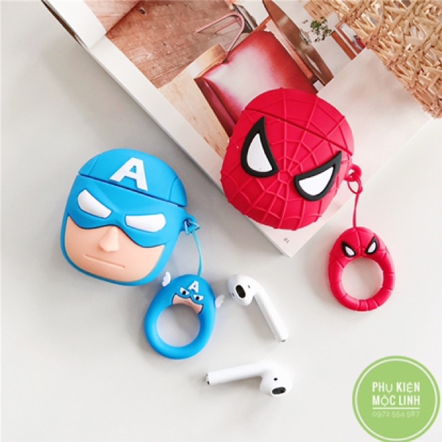 Tặng kèm móc - Case Airpod 1 2 Pro | Pro 2 2022 Siêu nhân A + Người sắtVỏ bao AirPods silicon đựng tai nghe không dâ