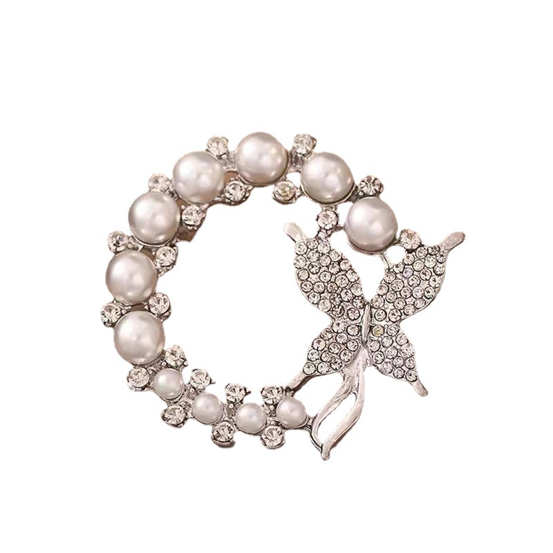 Ghim Cài Áo Hình Bướm Đính Ngọc Trai Nhân Tạo Thời Trang