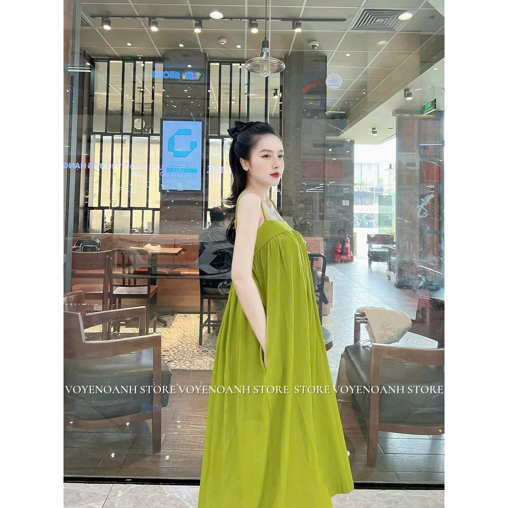 Đầm váy nữ 2 dây sang trọng phối lụa mềm mịn họa tiết xếp ly dáng suông quý phái dự tiệc đi chơi