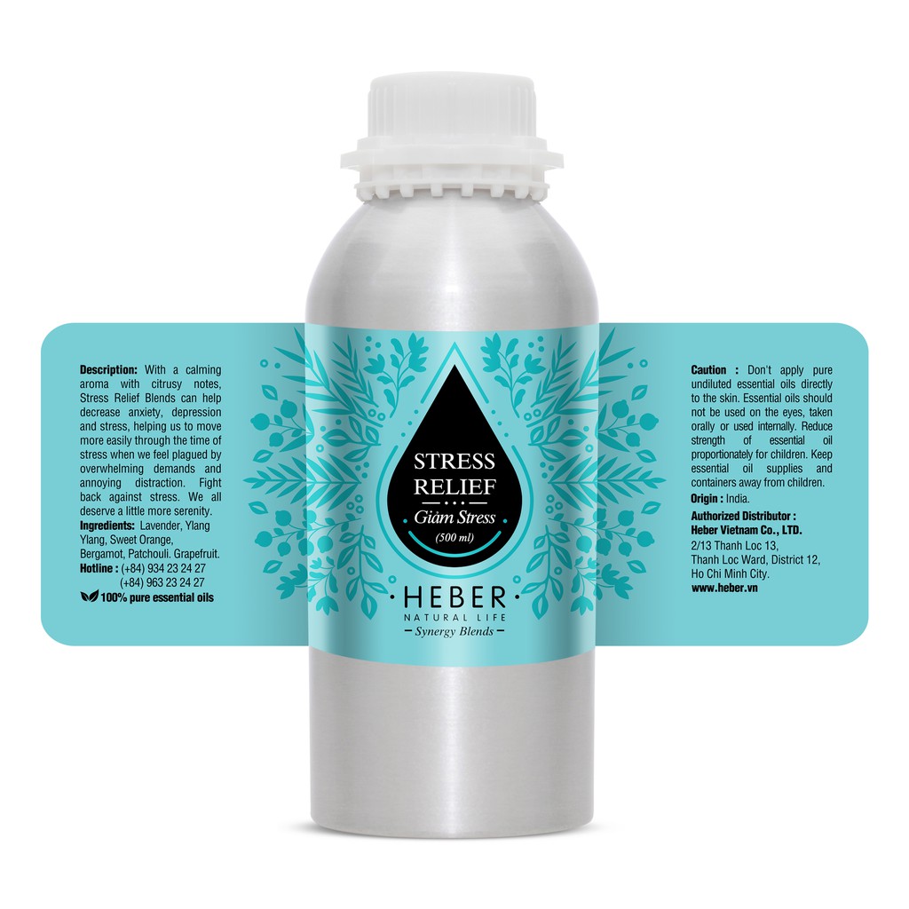 Tinh Dầu Giảm Stress - Stress Relief Heber Natural Life Cao Cấp Nhập Khẩu Thiên Nhiên Nguyên Chất