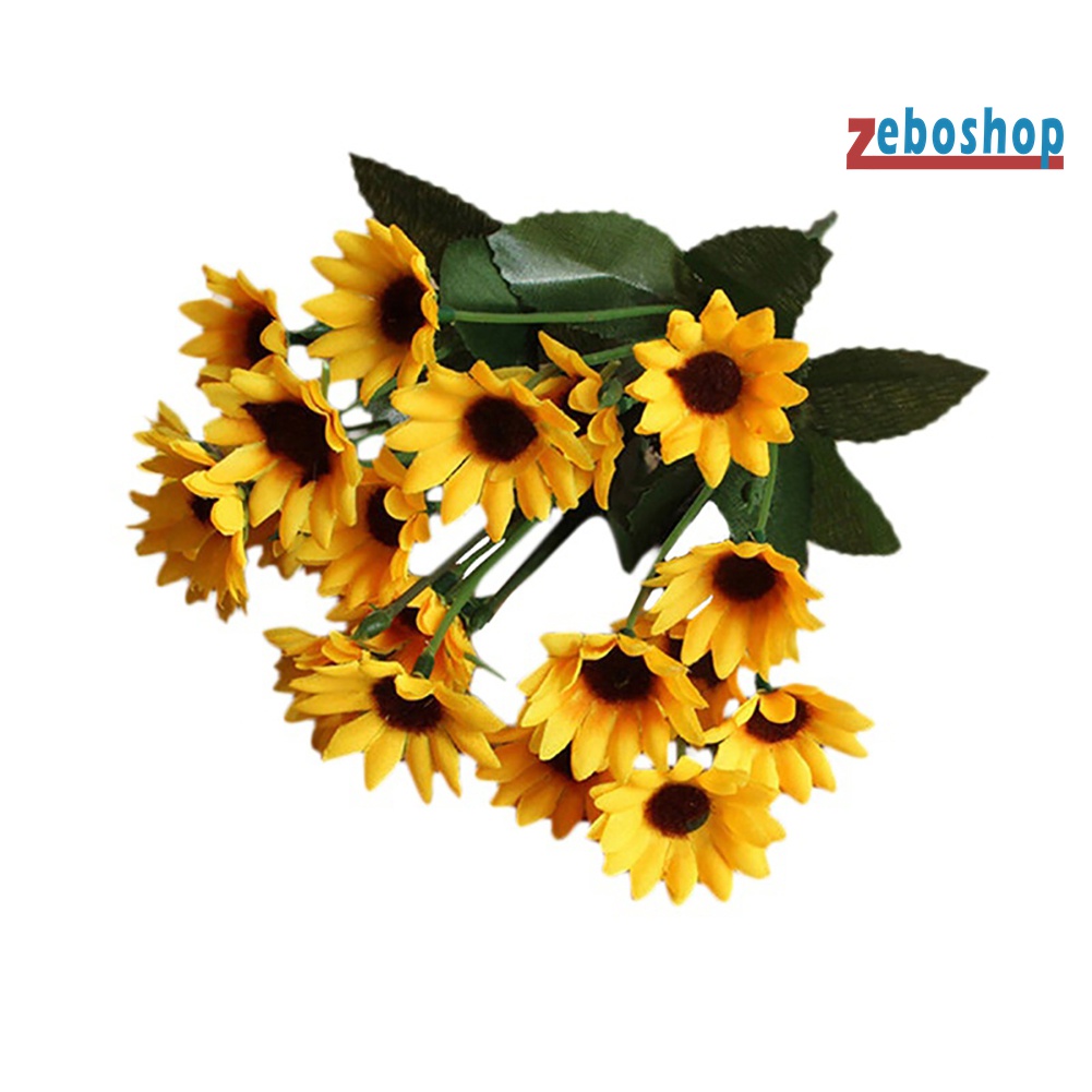 1 Bó 15 Đầu 7 Nhánh Hoa Hướng Dương Giả Bằng Lụa Trang Trí Nội Thất