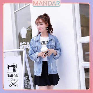 Áo khoác jean Nữ cao cấp wash xước phong cách cá tính trẻ trung - Hot trend