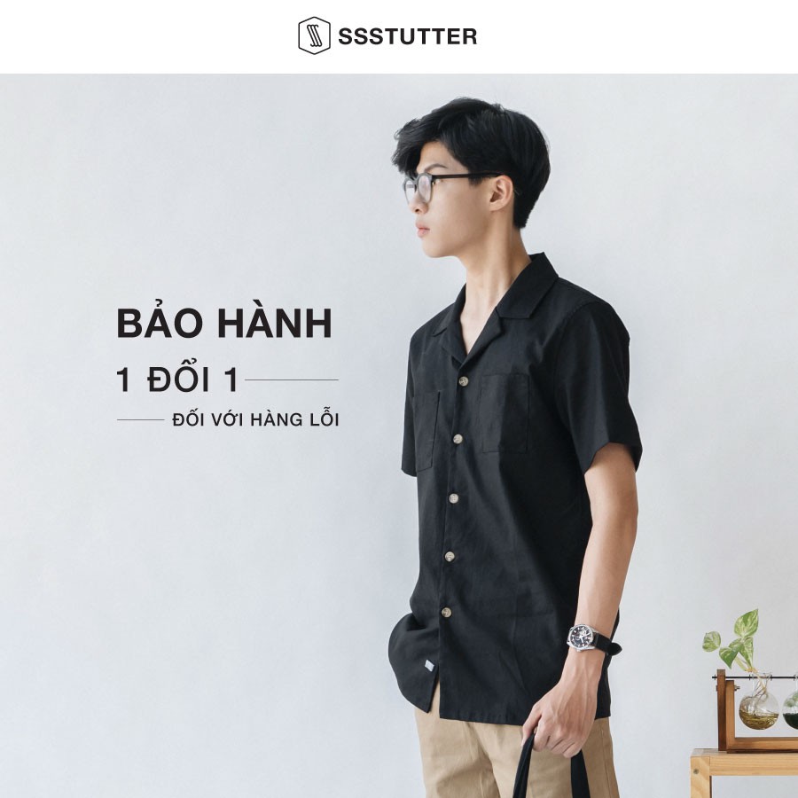 Áo sơ mi Nam ngắn tay có 2 túi ngực SSSTUTTER chi tiết khuy sừng cổ điển gọn gàng 2 màu Cub shirt | BigBuy360 - bigbuy360.vn