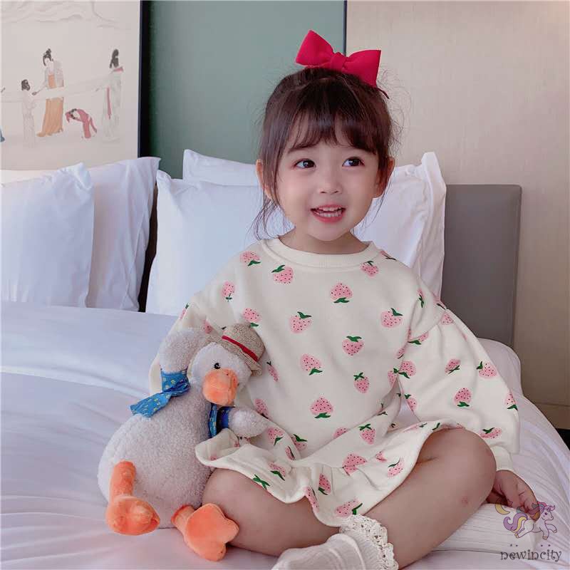 Đầm Sweater Chất Liệu Lông Cừu Tay Dài Kiểu Hàn Quốc Thời Trang Mùa Thu Cho Bé Gái