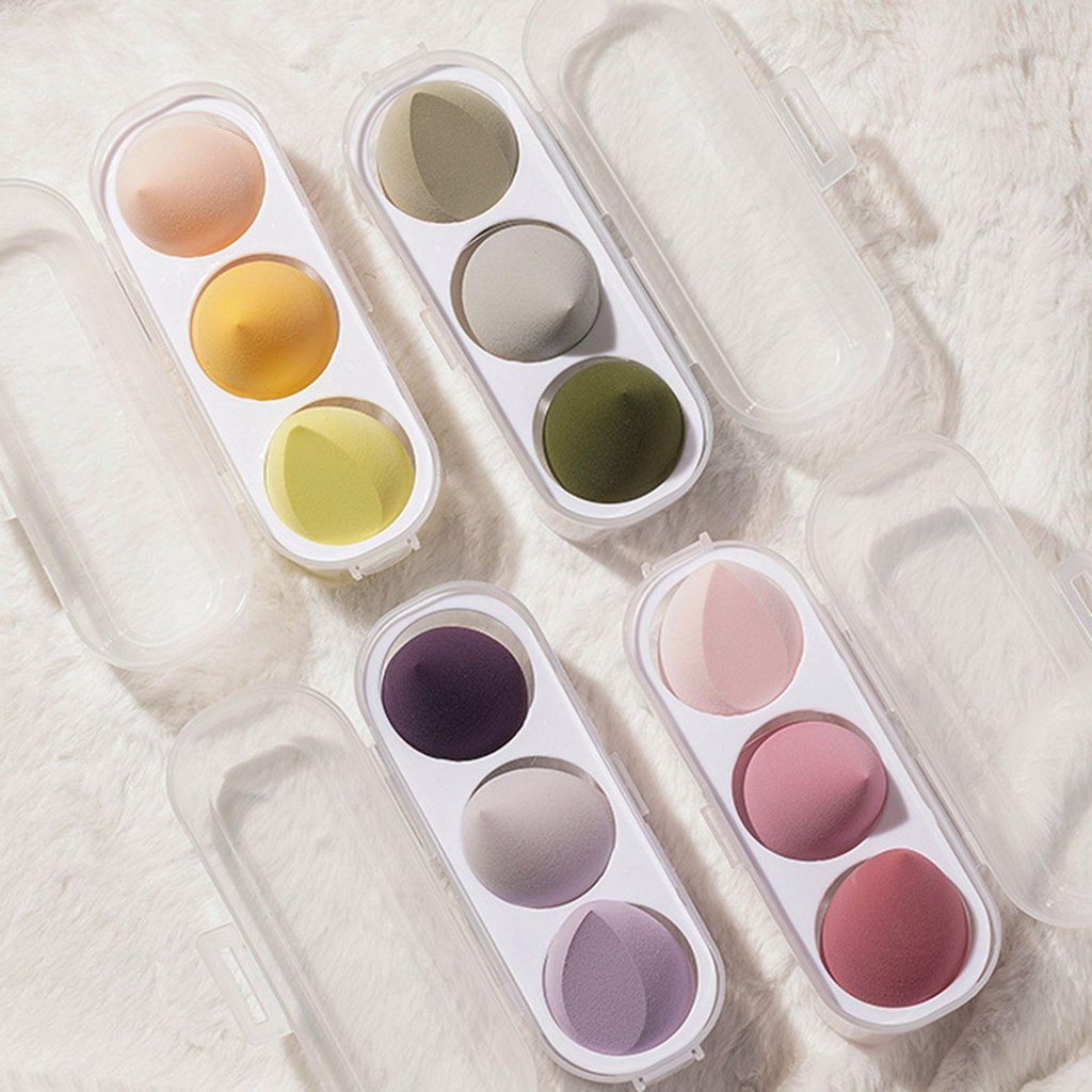 SOFTNESS Set 3 Mút Trang Điểm Tán Kem Nền Có Thể Tái Sử Dụng Và Bền