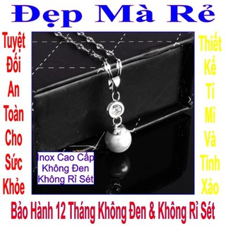 Dây chuyền inox nữ giá rẻ có mặt ngọc trai nhân tạo và đá kiểu dây me - DCNU00205T025049 (Trắng)