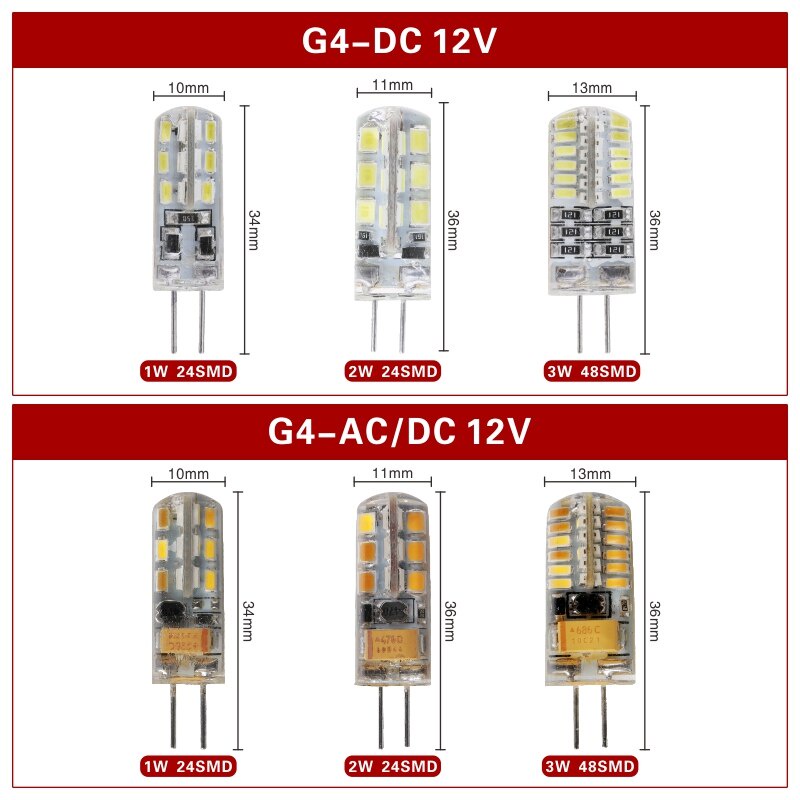 Bóng Đèn LED Halogen G4 G9 12V 220V AC DC 1w 2w 3w 4w 5w 6w 40w 60w 360 Độ Chất Lượng Cao