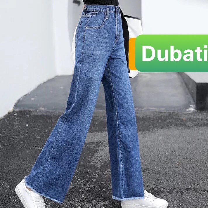 QUẦN BAGGY NỮ LƯNG CAO NÂNG MÔNG ỐNG RỘNG DÀI SUÔNG CHẤT BÒ XANH PHONG CÁCH SÀNH ĐIỆU- DUBATI FASHION