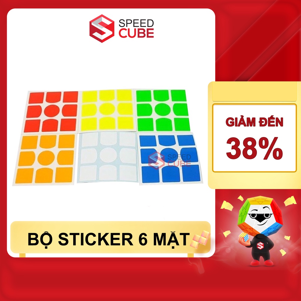 Bộ Sticker Dán Rubik 3x3 6 Mặt Tâm Tròn Siêu Xịn, Bộ Decan Giấy Dán Thay Thế Rubik 3x3x3