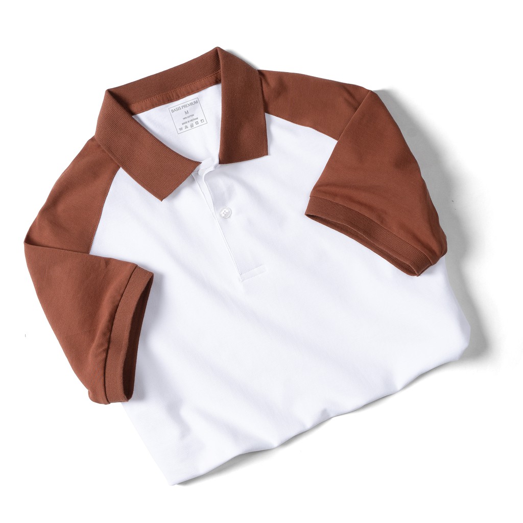 Áo thun Polo nam phối Raglan trẻ trung, thanh lịch, 100% cotton cá sấu Basis APL204 | BigBuy360 - bigbuy360.vn
