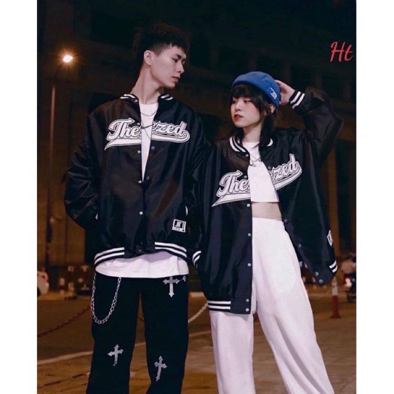 Áo khoác bomber nam nữ unisex M7 Thee Zed form rộng hàng hai lớp màu đen basic mặc đôi mặc nhóm