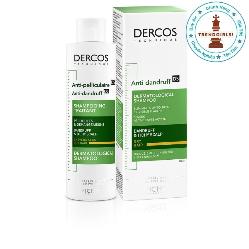 Dầu Gội đầu Ngăn Gàu Và Ngứa Cho Tóc Khô Xơ Vichy Dercos Technique Anti-Dandruff Dermatological Shampoo 390ml của Pháp