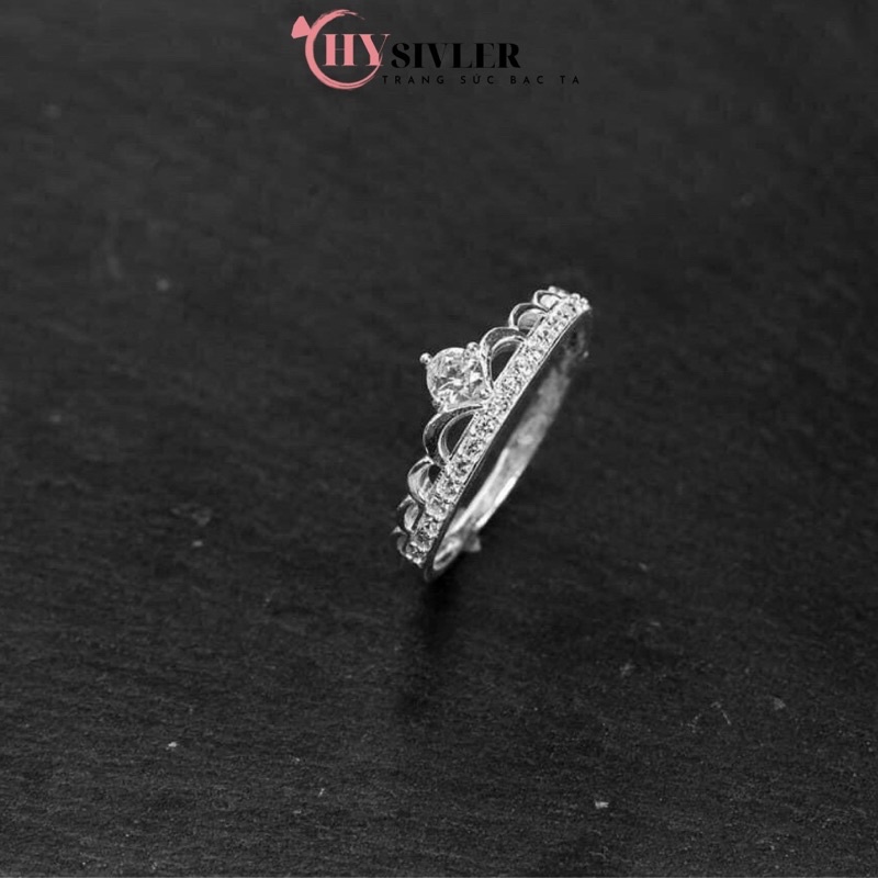 Nhẫn bạc ta vương miện đính đá nạm hàng đá xinh xắn sang chảnh nhẫn nữ bạc thật giá rẻ