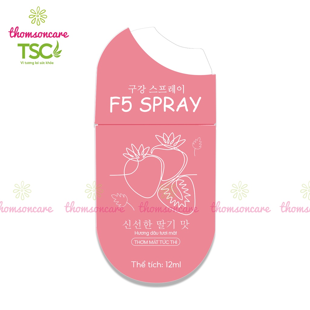 Xịt thơm miệng, giảm mùi hôi, ngừa sâu răng hương vị đào, dâu, bạc hà F5 spray greelux