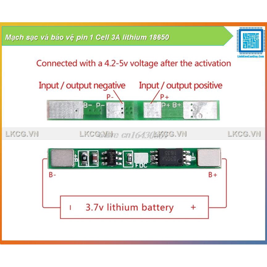 Mạch sạc và bảo vệ pin 1 Cell 3A lithium 18650
