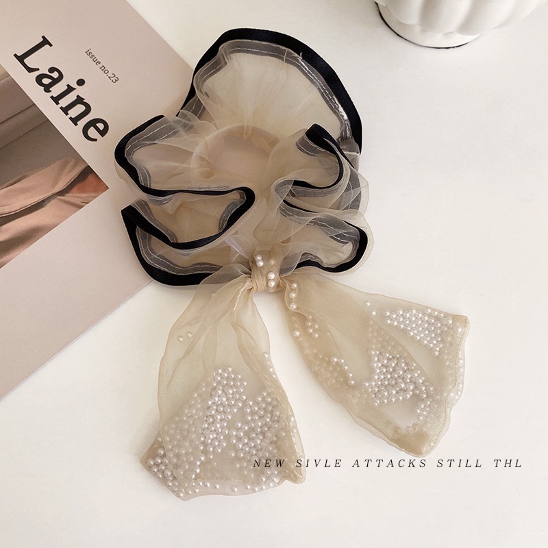 Dây Cột Tóc Lưới Đính Ngọc Trai Nhân Tạo Thời Trang Hàn Quốc