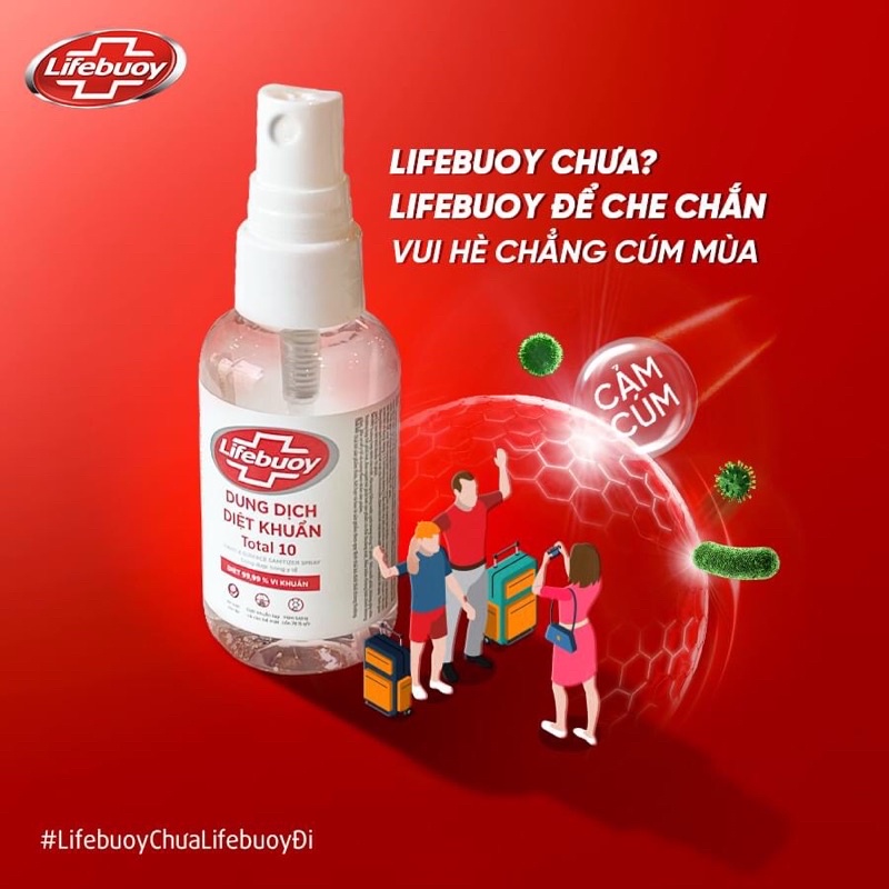 Chai xịt diệt khuẩn Lifebuoy bảo vệ vượt trội 10 chai 50ml