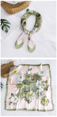 Khăn lụa vuông khăn choàng cổ lụa vuông in hoa 70x70cm