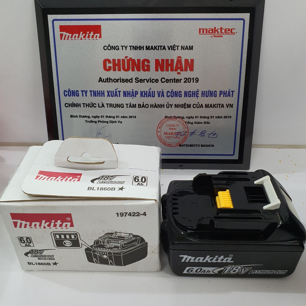 Pin Makita 18V/6.0 Ah chính hãng BL1860B (bảo hành chính hãng)