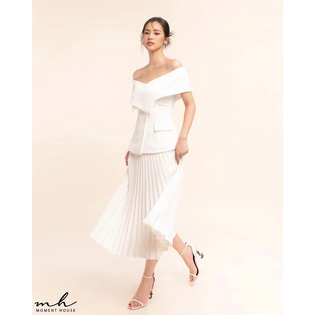 Áo trễ vai dáng V, phong cách công sở, lịch sự tinh tế,  hàng thiết kế cao cấp may 2 lớp form chuẩn như hình