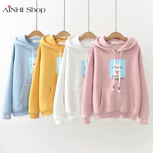 Áo Hoodie Nữ ❤️FREESHIP❤️ Áo Khoác Hoodie Vải Nỉ Nhiều Màu In Hình Mèo Cute - Áo Hoodie Free Size Dưới 60kg