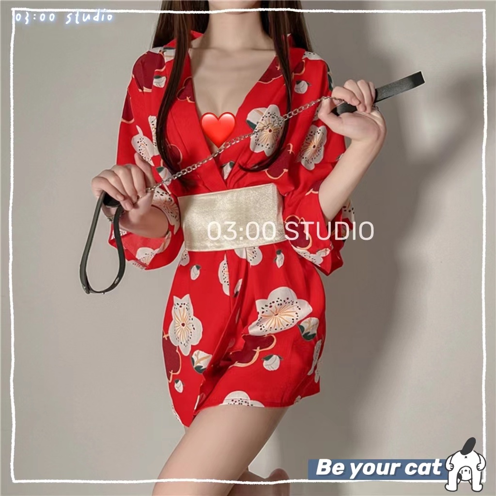 （Giao hàng bảo mật）🍉Váy ngủ sexy🍉Set Kimono - Trang Phục Cổ Trang Geisha Cao Cấp • Cosplay Gái Nhật Bản--024