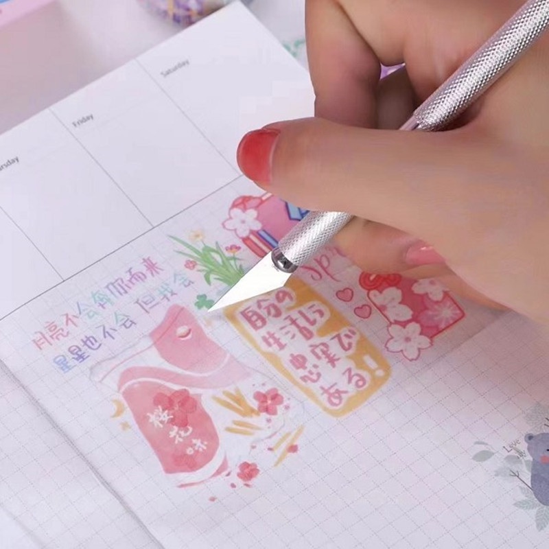Hộp 18 món sticker + băng dính washi tape nhiều hình cute dễ thương trang trí sổ tay nhật ký đáng yêu đa năng CREAMY