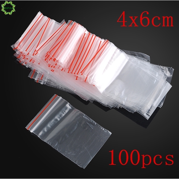 Bộ 100 túi nhựa trong suốt có zip khóa kích thước 40*60mm