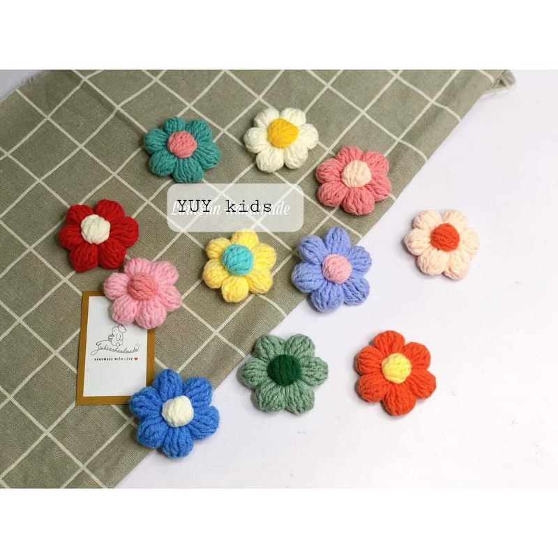 Kẹp tóc len móc handmade cho bé gái size 6cm