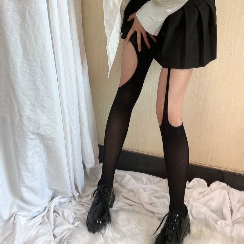 Quần Tất Vải Lụa Màu Đen Phong Cách Gothic Punk Gợi Cảm Cho Nữ