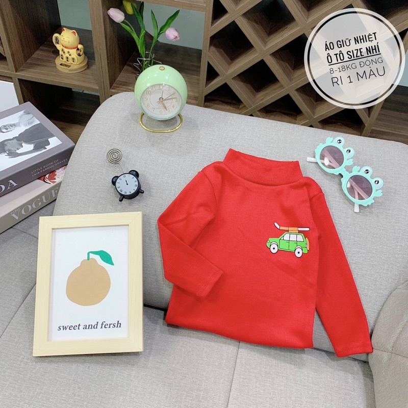 Áo giữ nhiệt 3p in hình ô tô ngộ nghĩnh cho bé trai, chất len tăm Thu Đông 2022