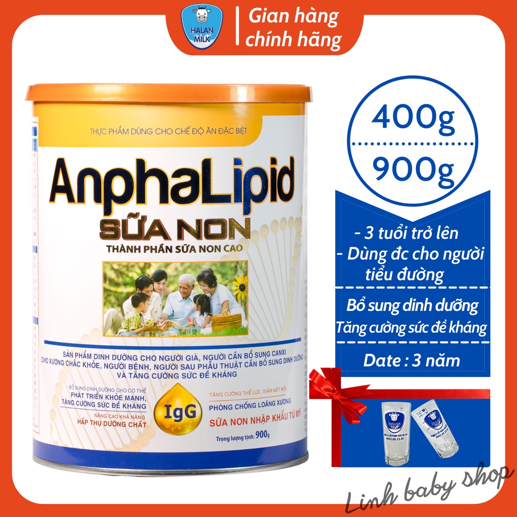 Sữa Anphalippid sữa non 400g-900g-Bổ sung dinh dưỡng,canxi, sức đề kháng, Halanmilk