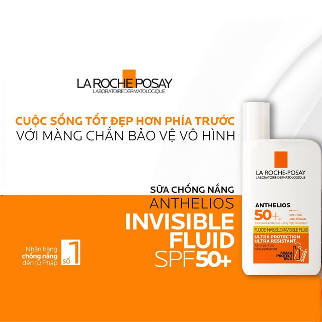 Kem chống nắng La Roche Posay Anthelios Invisible Fluid Ultra Protection Ultra Resistant 50 ml🌟Không nhờn🌟Chống tia UVA🌟