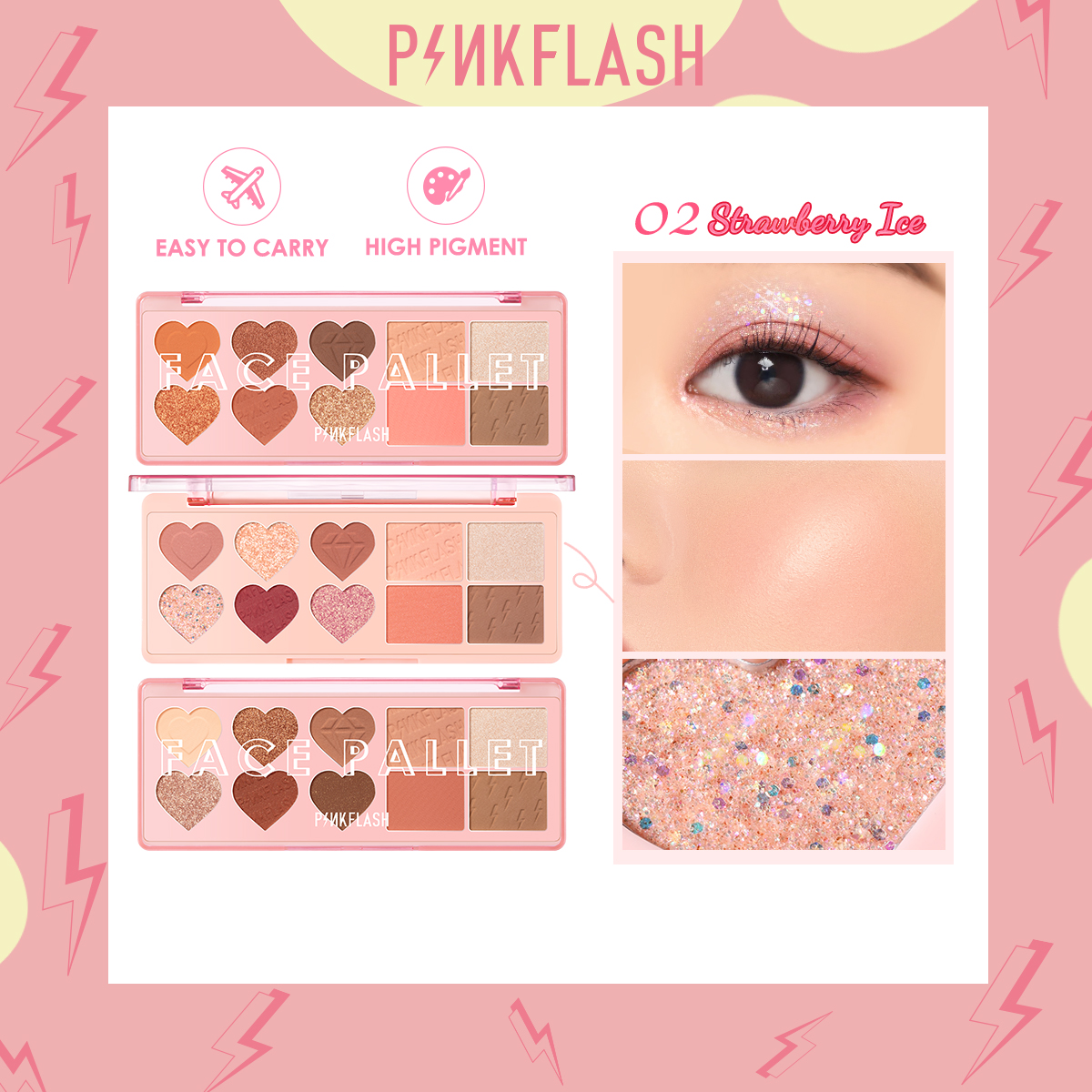 [Hàng mới về] Bảng Phấn Trang Điểm Pinkflash Ohmylove 4 Trong 1 Gồm Phấn Mắt/ Phấn Má Hồng/ Phấn Bắt Sáng/ Phấn Tạo Khối
