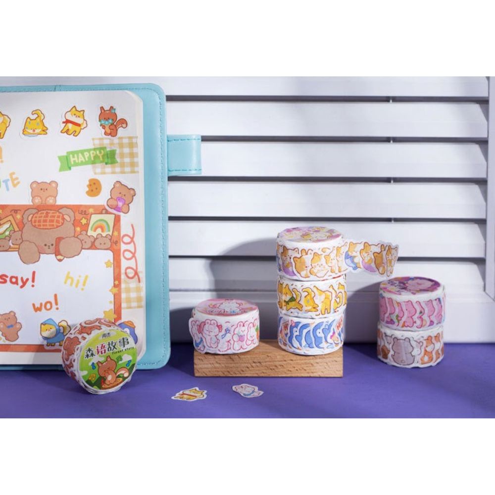 Băng keo giấy washi tape dạng sticker hoạ tiết hoạt hình