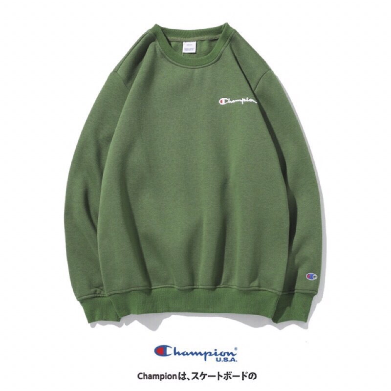 Áo sweater dài tay in hoạ tiết champion vải nỉ form rộng thời trang