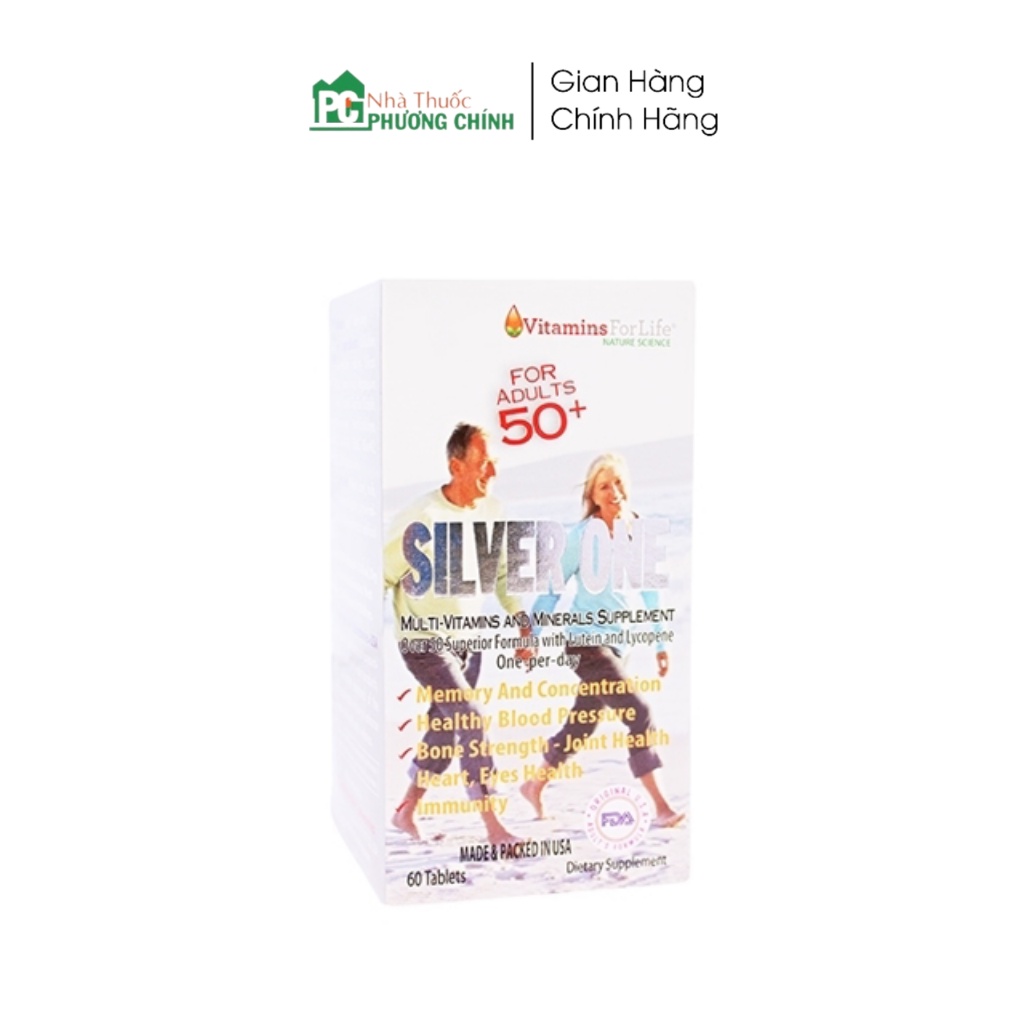 Vitamin Tổng Hợp Cho Người Già Trên 50 Tuổi Silver One For Adults 50+ Vitamins For Life (60 viên/Hộp)